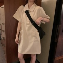 브이와이 VY 여자 민무늬 빅사이즈 반소매 H라인 미니원피스
