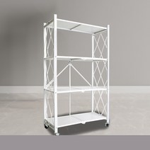객실 주방 욕실선반 철제 코너 주방선반 스테인레스 접이식 선반 바퀴 3단 4단 5단, 흰색, 4단71x34x125cm