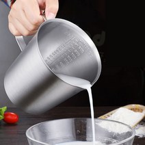 비중컵 스텐 커피 베이킹 손잡이 카페 라면 계량컵 떡도구, 1000ml