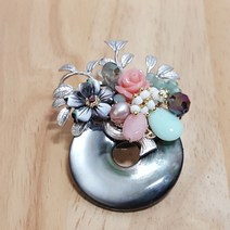 수공예 자개 브로찌 산호 장미석 담수진주 핸드메이드 원석