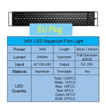 집어등만들기 낚시용품 Extendable LED Aquarium Lights 18W 24W 34W 45W 56W Plant Grow Lamps IP65 Sunrise Sunset, A60cm-EU Plug