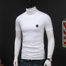 남자 반소매 베이직 반목 폴라티 탄탄한 슬림 핏 요즘 트렌드 스몰 이너용 기본 반팔 티셔츠 목티B15