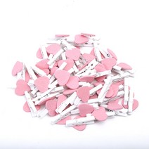 미니 하트 나무집게 10p 사진걸이 장식소품, 10 X 35 X 4 mm, 10개, 핑크