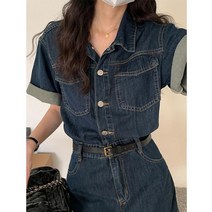 데님 원피스 여름 봄 청 스커트 레트로 복고 드레스