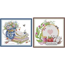 십자수 자수 만들기 꽃과 diy 키트 aida 14ct 11ct 흰색 인쇄 패브릭 세트 간단한 수공예품 선물, j611-j612, 11ct 인쇄