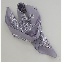 반다나 페이즐리 등산 스포츠 면 손수건, (60cm)그레이