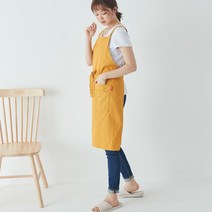 GUZTAG H 라인 순면 앞치마, 노란색, 1개