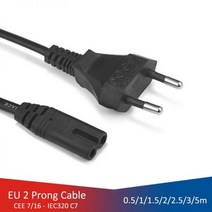 스마트스위치 케이블홀더 전선 EU 전원 케이블 2pin IEC320 C7 연장 코드 Dell 노트북 충전기 Canon Epson 프린터 라디오 스피커 PS4 XBOX One S, 0.5m