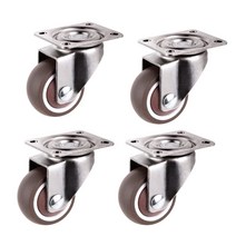 1.25/1.5/2 인치 4 Pack 로우 프로파일 캐스터 바퀴 소프트 고무 회전 360 학위 탑 플레이트 브레이크 8 종, 03 빨간_02 2
