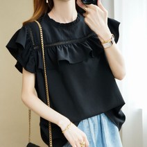 여성 프릴 민소매 블라우스 여름 루즈핏 빅사이즈 풀오버