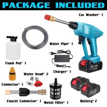 20000mAh 자동차 세탁기 고압 청소기 1000W 30BAR 무선 고압 세탁기 물 스프레이 건 거품 발생기 세척 기계, 협동사, 배터리 2개 B1