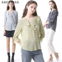 쉬즈미스 쉬즈미스 스위트 프릴 체크 블라우스