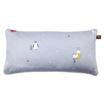 메밀베개 진드기방지속커버 낮잠 곡물 사각 베개, 일러스트블루