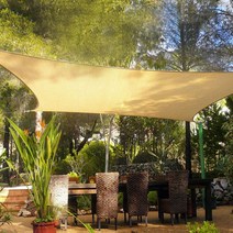 매쉬 패브릭 썬쉐이드 삼각 사각 차광막 옥상 정원 펜션 수영장 천막 그늘막 차단막, 패브릭썬쉐이드, 사각5x5 딥베이지