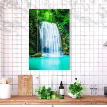 대형 풍수 폭포 풍경 시원한 물 여름 그림 캔버스액자, 19.태국 에라완 폭포