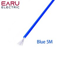 5 메터/몫 내열성 전기 와이어 케이블 8 10 12 14 16 18 20 22 24 26 28 30 AWG 5M 6 색 레드 블랙 블루, [05] Blue 5M, [12] 24 AWG