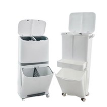 생활백서 대용량 이동형 2단(발판형 서랍형) 분리수거함, 2단 분리수거함(발판형)