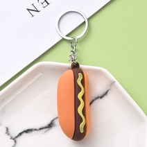 강아지키링 키홀더 열쇠고리 dog keychain 패션 pvc 고무 키 체인 버거 키 체인 귀여운 표현 감자 튀김 피자 핫도그 가방 펜던트 열쇠 고리 친구 선물 쥬얼리