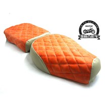 슈퍼커브2인시트 슈퍼커브1.5시트 슈퍼커브리어시트 슈퍼커브텐덤시트 슈퍼커브탠덤시트, 앞좌석 쿠션, 오렌지/화이트 다이아몬드 시트 쿠션