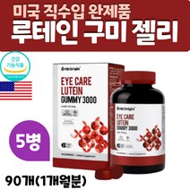 미국 직수입 씹어먹는 온가족 어린이 눈 영양제 루테인 구미 젤리 유아 초등학생 청소년 마리골드 츄어블 꾸미 3세 4세 5세 6세 7세 유치원생 아이 아동 키즈 눈건강, 5병