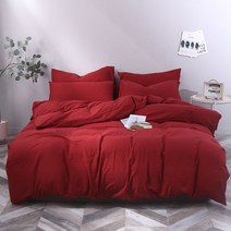 신스엔스 심플 단색 이불커버 싱글 퀸, 와인색