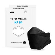 정 KF94 마스크 국내생산 입체형 3D 대형 25매, 블랙