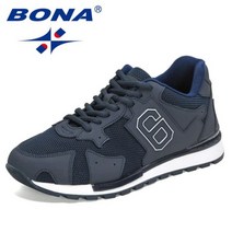 BONA 남성을위한 새로운 디자이너 전문 운동화 경량 Nubuck 메쉬 스니커즈 레이스 업 남자 야외 스포츠 신발