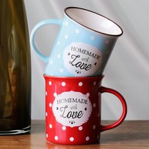 레트로 클래식 도자기 커피 머그잔 250ml 컵 머그컵 커피잔, 머그 레드