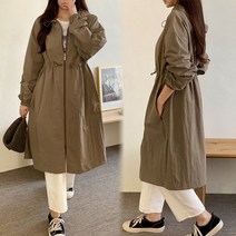 [여시몰5411국내제작]스트링 후드 집업 롱야상/간절기 사파리 바람막이 체형커버 청바지 레깅스