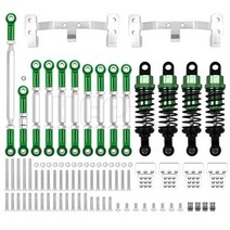 원격 조종 RC 너트 잠금 장치가있는 금속 조향 링크 타이로드 마운트 충격 흡수 장치 키트 1/12 MN D90 D91 MN40 MN45 MN99 MN99s 1/16 WPL C14, [24] MN green silver