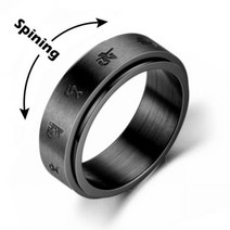 옴반지 40대 수능 인장 남자 불안 Fidget 회 전자 반지 8mm 불교 만트라 스테인리스 회전 여성 안티 쥬얼리