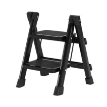 JL 가정용 접이식 사다리 가벼운 휴대용 다목적 미니 사다리, 블랙, 2단, 1개