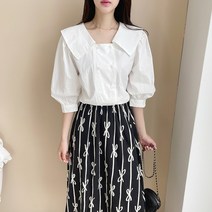 러블리아미에 / 아미에 /와이드 카라 더블버튼 블라우스 4color