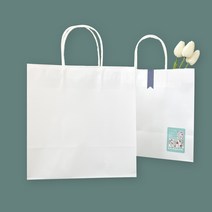 [소행섬] 무지 화이트 쇼핑백 M, 50매입, 50개
