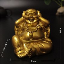 포대화상 재물운 무병 장수 부귀 풍수지리 가정화목 미니불상 불교 굿즈 골드 웃고 부처님 동상 중국 풍수, 02 No Hear