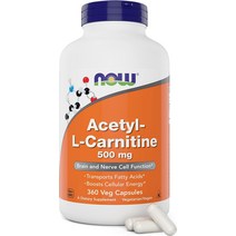 수입보충제 NOW 보충제 아세틸L 카르니틴 500 mg 아미노산 뇌 및 신경 세포 기능 식물성 캡슐 200정, [04] 360개1팩