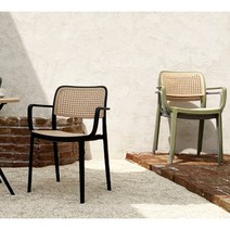 (빠른배송)라탄무늬 플라스틱 튼튼한 야외 암체어 팔걸이 의자(4색) 휴식용 파라솔 등, 모카암체어 그린