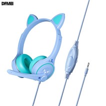 DFMEI 이어폰 헤드셋 유선 이어폰 헤드셋, SY-G30 라이트블루 캣츠 무발광 이어폰 &F143