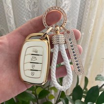 스이웨 현대 전차종 골드라인 스마트키케이스+큐빅키홀더+큐빅전화번호판, H6, 화이트