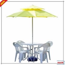 비치파라솔 편의점 4인용 파랑파라솔세트D(받침별매), 원형 녹색, 흰색