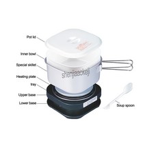 죽 영양식제조기 110V/ 220v 350w 듀얼 전압 휴대용 미니 쿠커 기숙사 삶은 국수 죽 밥 요리 기계 냄비, 한개옵션0