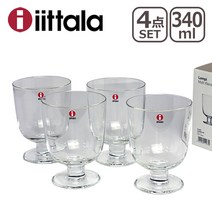 이딸라 iittala 렘피 Lempi Glass 글라스 4개 세트 340ml 클리어 선물 세트, 4개 1세트