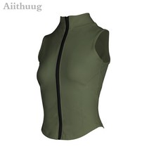 Aiithuug-운동 지퍼 땀 조끼 재킷 민소매 러닝 요가 탑 하이넥 셔츠 스포츠 피트니스 여성 운동, [02] M, [02] G