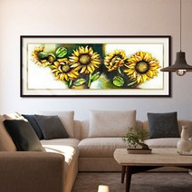 수재샵 해바라기 다섯송이 (라운드+AB 2.8mm 3D 가로 120cm X 세로 40cm) 보석십자수