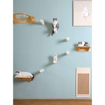 원목 고양이 캣폴 캣타워 캣워크 소형 놀이터, S. 바벨 기둥 - 캡슐 스프링 보드 포함