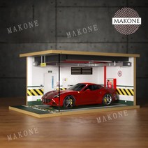 Makone 상표등록 1:18 모형자동차 다이캐스트 주차장 DIY조립식 진열장 고급형 디오라마, L