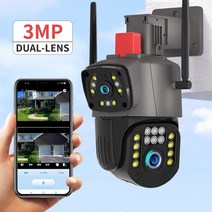 태양광 패널 인버터 설치 태양열 3MP 듀얼 렌즈 PTZ 야외 IP 카메라 비디오 감시 기록 속도 돔 와이파이 CCTV 사이렌 알람 컬러, 3MP NO SD Card, 미국 플러그