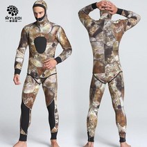 잠수복 남자 5mm 네오프렌 스피어 낚시 스쿠버 다이빙 슈트 위장 2 조각 클로로프렌으로 따뜻한 낚시 슈트 서퍼 유지, 5mm 카모 스톤, xxxl