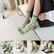 여성 예쁜 꽃 트렌디한 패션 긴 양말 5켤레 세트