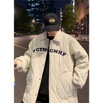 DF 일본 레트로 마름모 코튼 패딩 옷 가을 겨울 코트 트렌디 두꺼운 미국 야구 의류 커플 유행 브랜드 코튼 패딩 옷